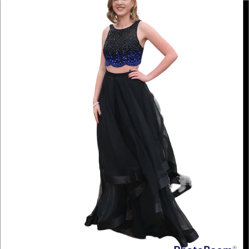 Gorgeous blue/black beaded formal gown